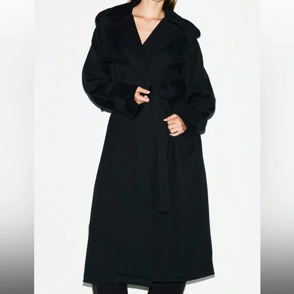 SKIMS Boyfriend Fleece Oversized Trench Coat Onyx Black Size 2X NWT - Picture 6 of 13